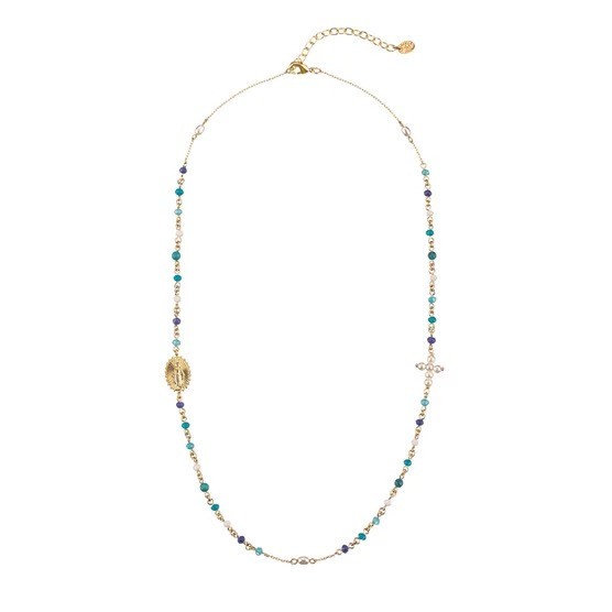 Collar corto LOVE - Azul - Oro -