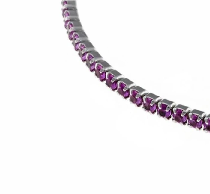 Pulsera Blink plata rodio circonitas brillantes rubi rosa 15+3cm