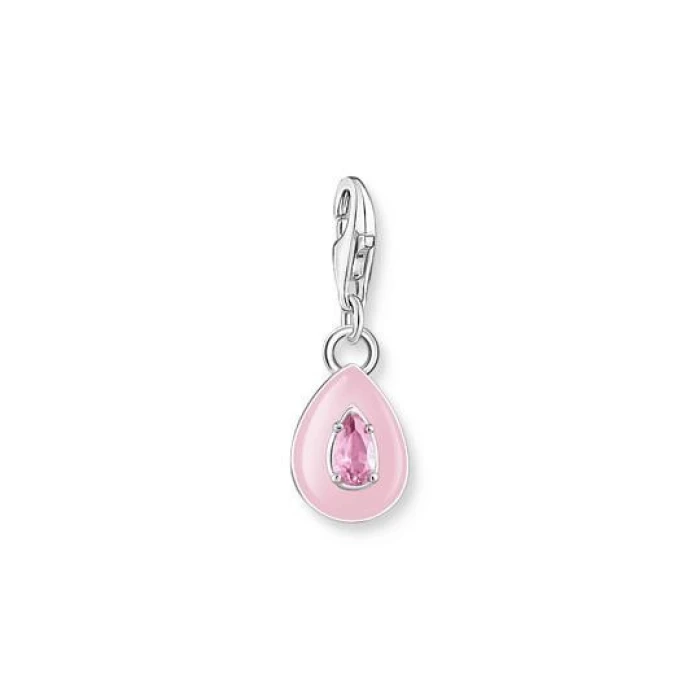 COLGANTE CHARM ROSA GOTA PLATA
