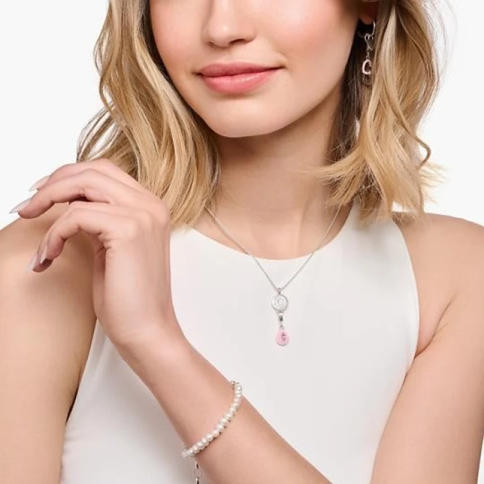 COLGANTE CHARM ROSA GOTA PLATA