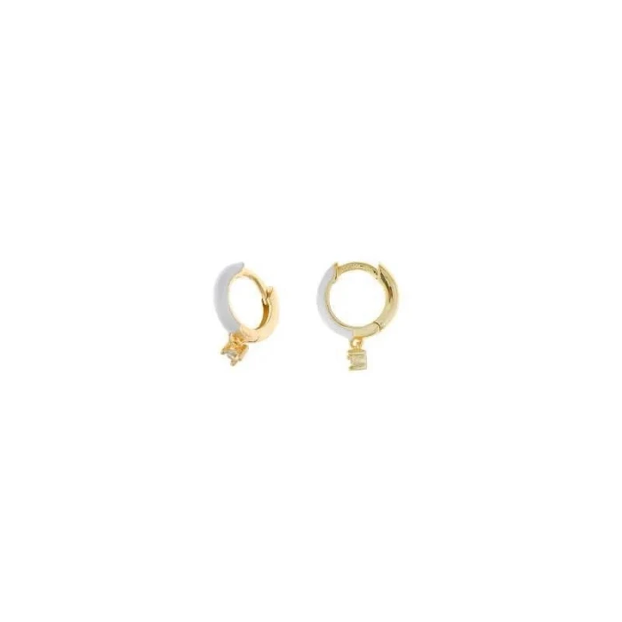 PENDIENTES ARO ESMALTE BLANCO