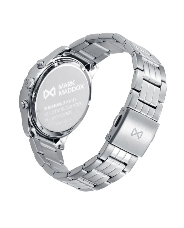 Reloj caja de acero con bisel verde 10 atm y brazalete de acero con movimiento cuarzo