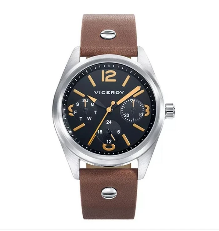 Reloj Viceroy Next de niño estilo aviador esfera negra y correa de cuero