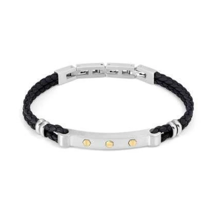 PULSERA MANVISION EN ACERO Y CUERO SINTETICO