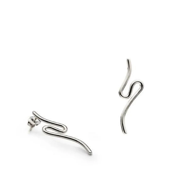 Pendientes originales de plata diseño fino irregular