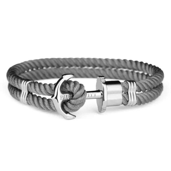 PULSERA NYLON GRIS ANCLA ACERO