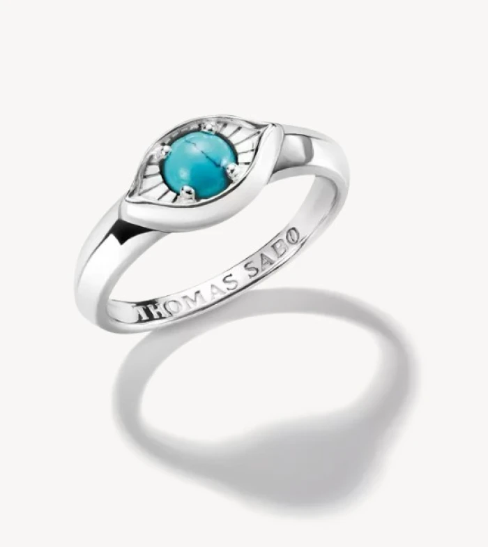Anillo pequeño de plata con ojo y turquesa de imitación Elyndra