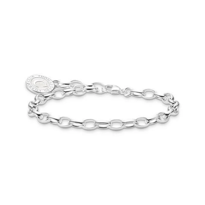15CM PULSERA CHARM CON ESMALTE EN FRÍO BLANCO BRILLANTE PLATA
