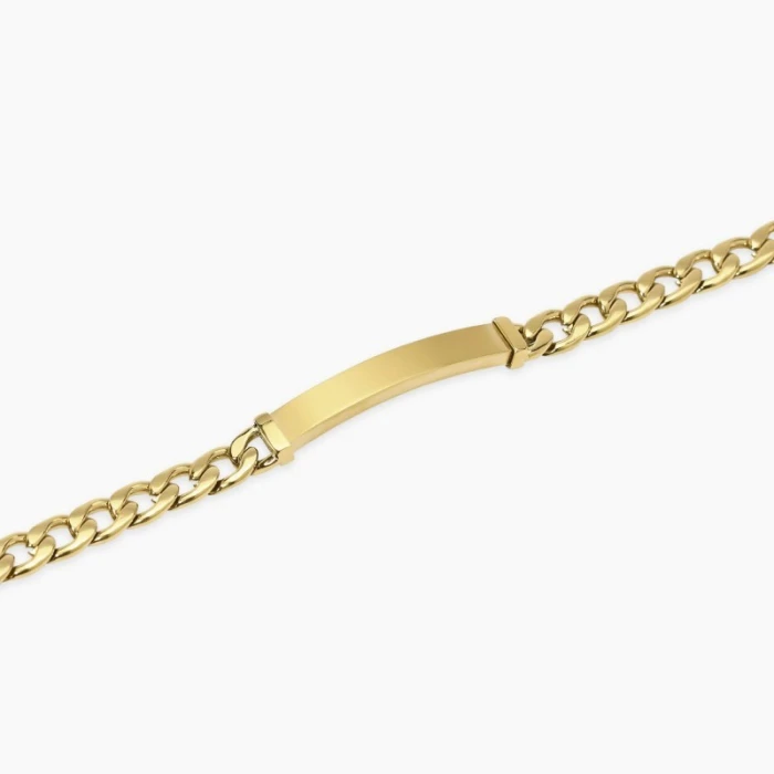 Pulsera de acero dorado con placa