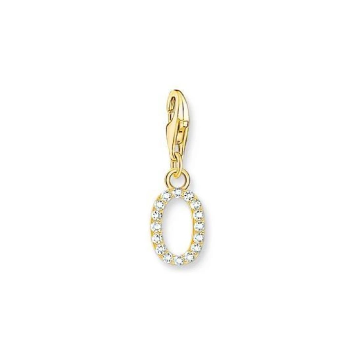 COLGANTE CHARM LETRA O CON PIEDRAS BLANCAS CHAPADO EN ORO
