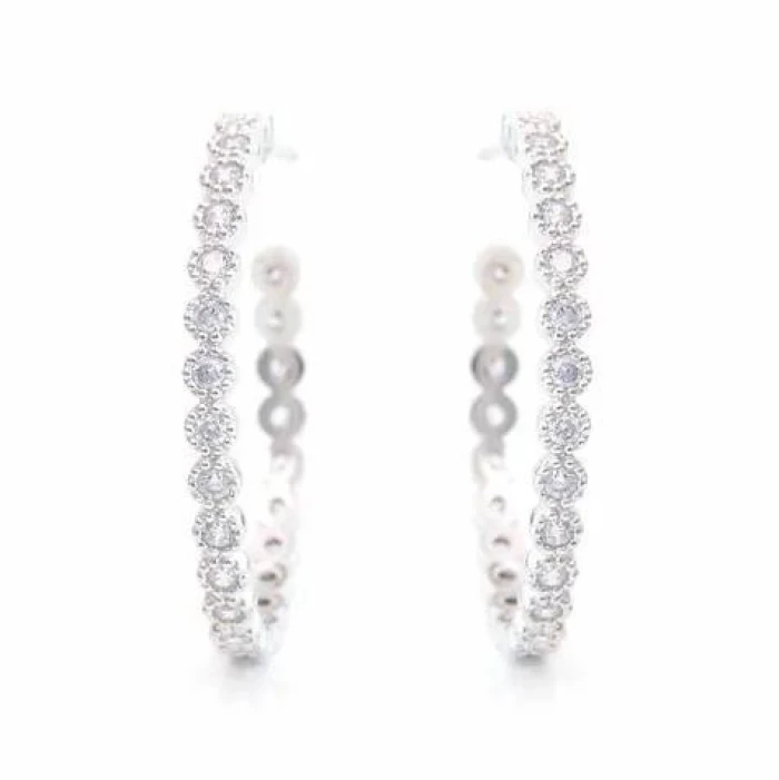 PENDIENTES ARO CIRCONITAS PLATA