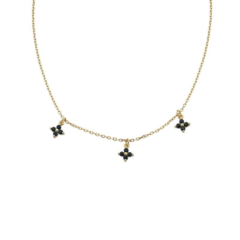 Gargantilla de plata 925 bañada en oro amarilo Pretty Jewels de Durán Exquse con circonitas negras
