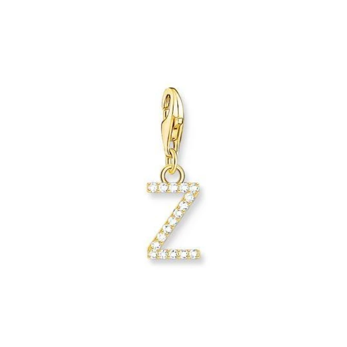 COLGANTE CHARM LETRA Z CON PIEDRAS BLANCAS CHAPADO EN ORO