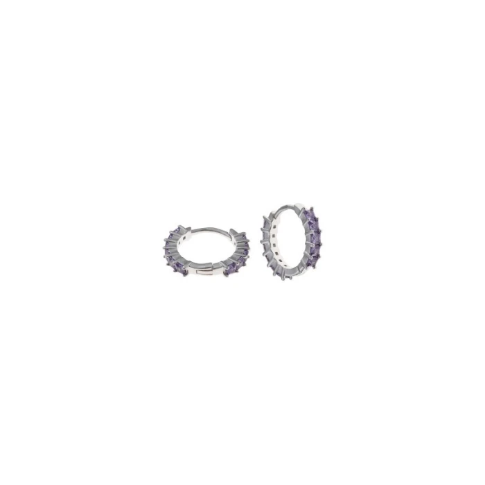 PENDIENTES PLATA RODIO AROS CIRCONITAS LAVANDA