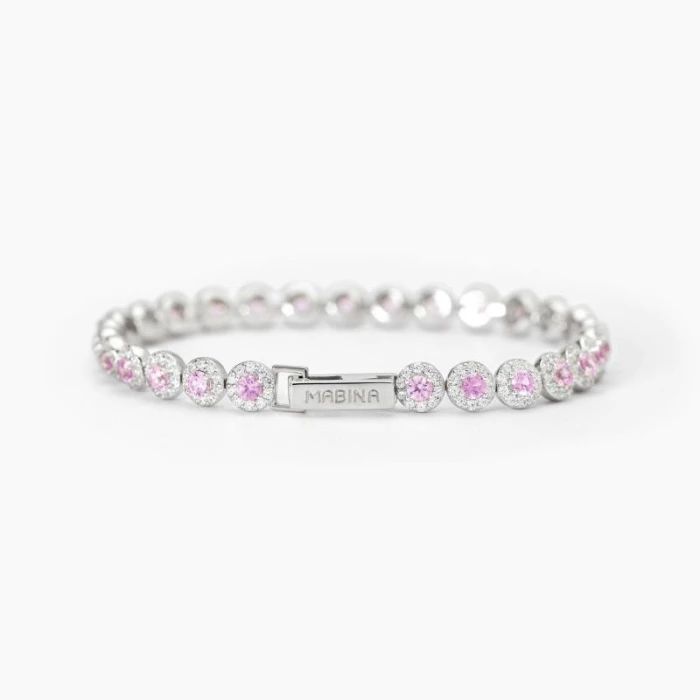 Pulsera de tenis de plata con turmalina sintética.MILANESIENNE