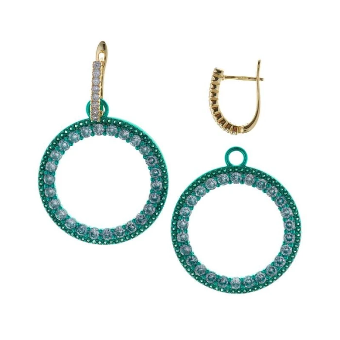 PENDIENTES PLATA CHAPADO DORADO Y VERDE BARRA CIRCONITAS LAVANDA CIRCULO CIRCONITAS LAVANDA ALREDEDOR NANO VERDE