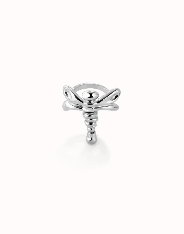 Anillo libélula bañado en plata de ley
