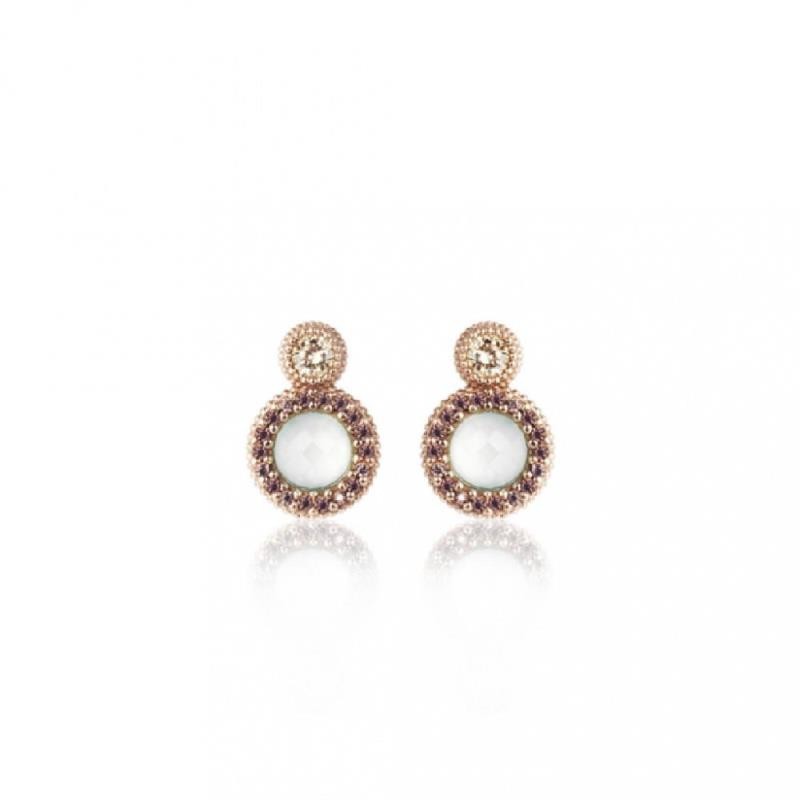 PENDIENTES PLATA ORO ROSA, CALCEDONIA Y CIRCONITAS