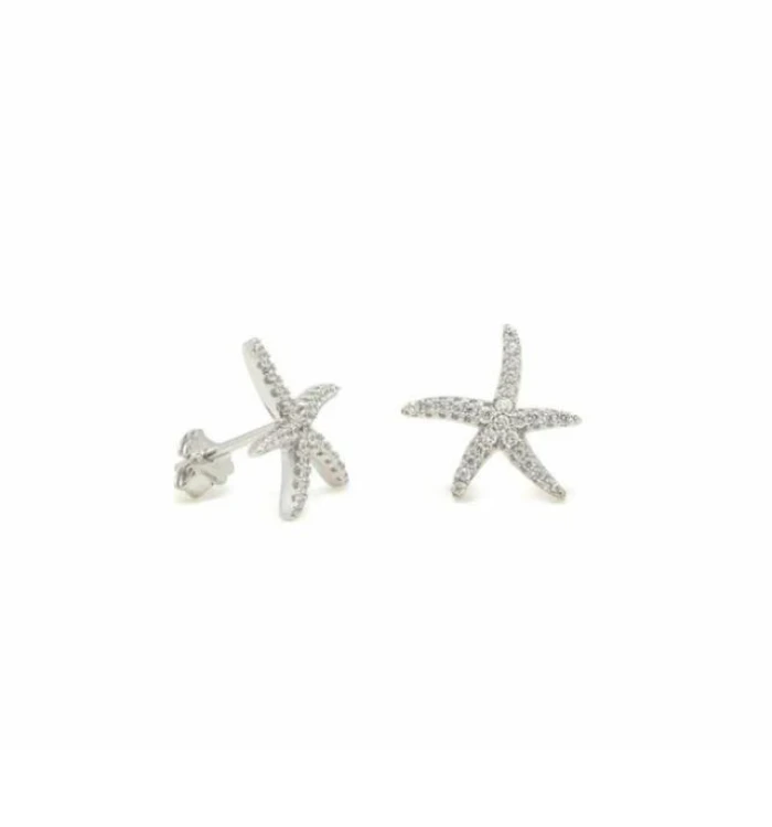 Pendientes brillantes pequeños con motivo de estrella de mar