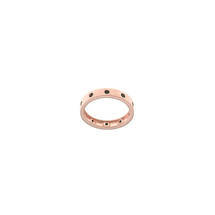 SORTIJA PLATA CHAPADO ROSA MATE CIRCONITAS NEGRAS