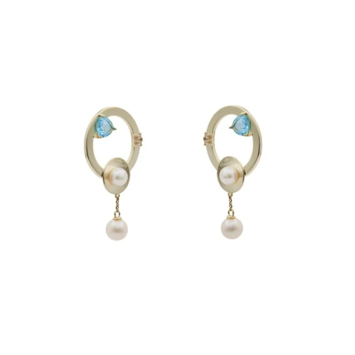 PENDIENTES DISEÑO CIRCULAR CON PERLAS
