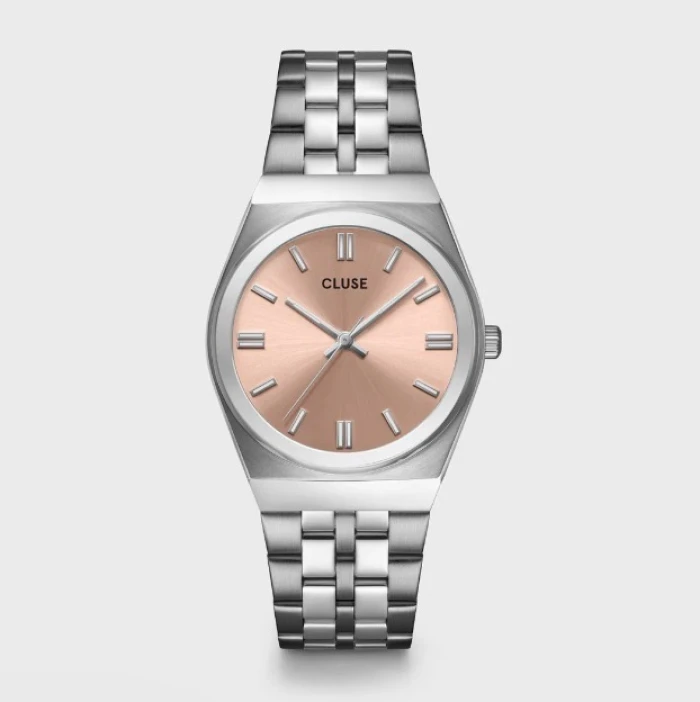 Retro 70's Watch Steel, Light Salmon, Silver Colour