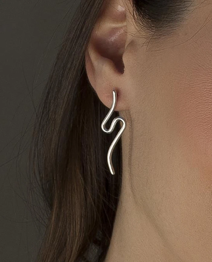 Pendientes originales de plata diseño fino irregular