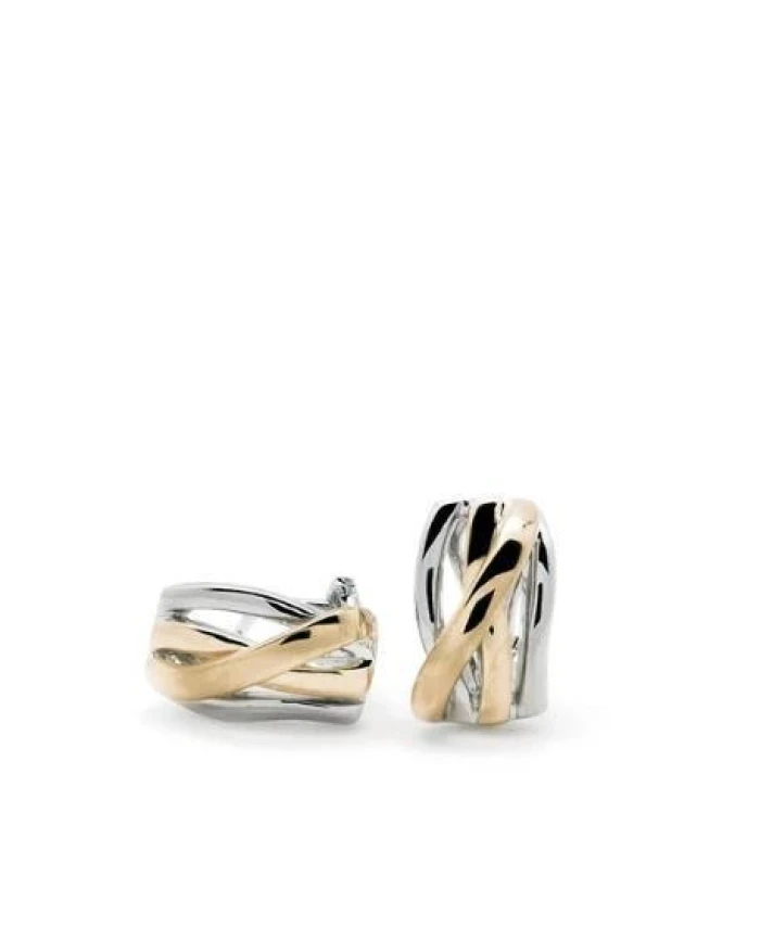 Pendientes bicolor bañados en oro con relieve