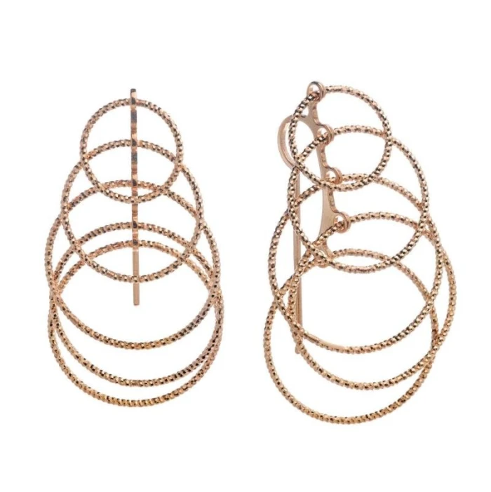 PENDIENTES PLATA CHAPADO DORADO CINCO AROS DIAMANTADOS
