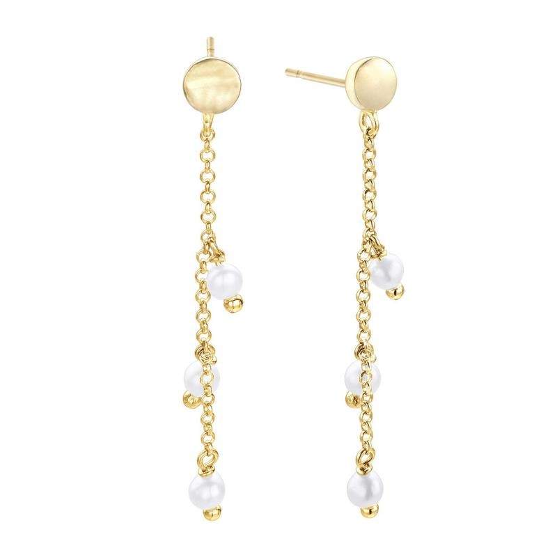 Pendientes Durán Exquse realizada en plata 925 bañada en oro de la colección Pearl con perlas naturales
