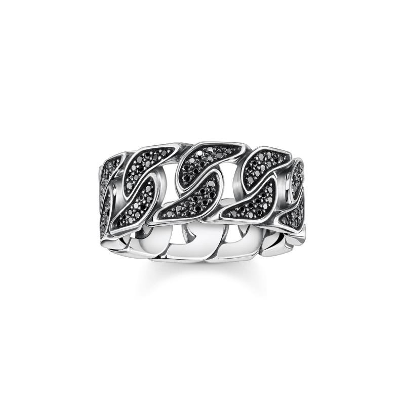 ANILLO ENNEGRECIDA ENLACES CON PIEDRAS NEGRAS