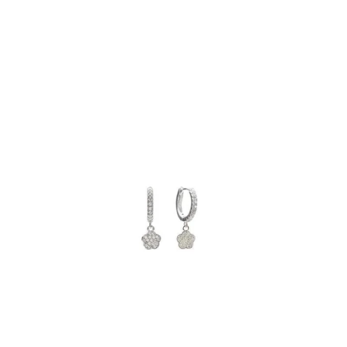 Pendientes aros con colgantes y charm en forma de flor con circonitas