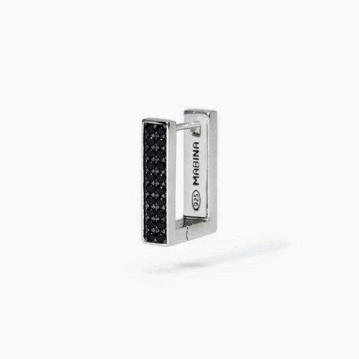Pendiente rectangular en plata y circonitas negrasMONOMANÍA