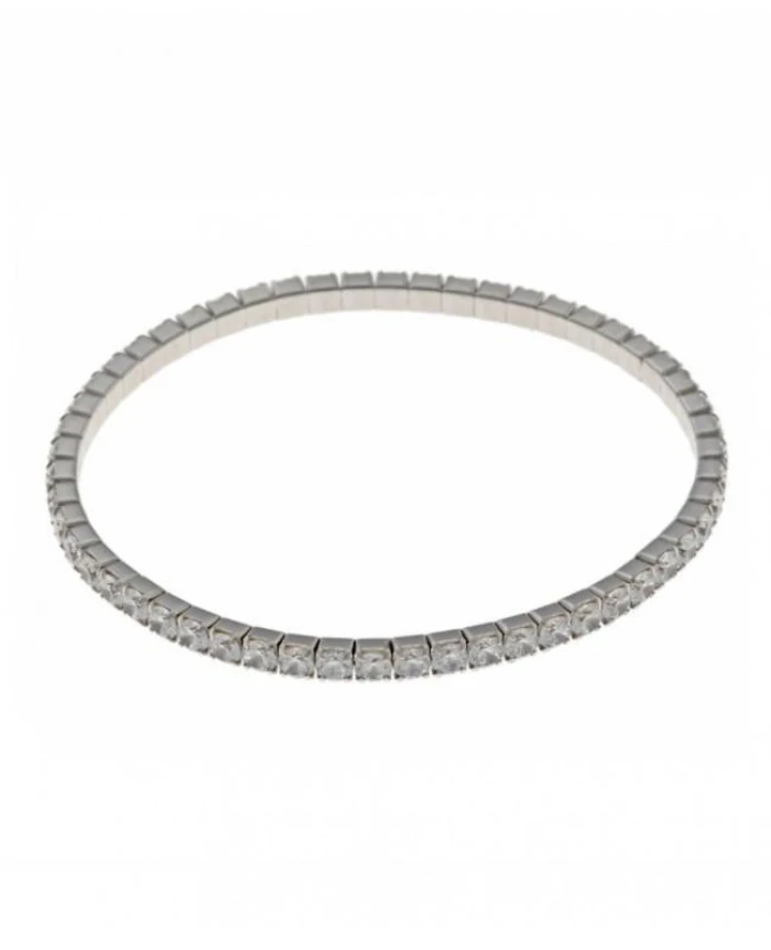 PULSERA PLATA RODIO CIRCONITAS BLANCAS BRILLANTES BLANCAS ELASTICA