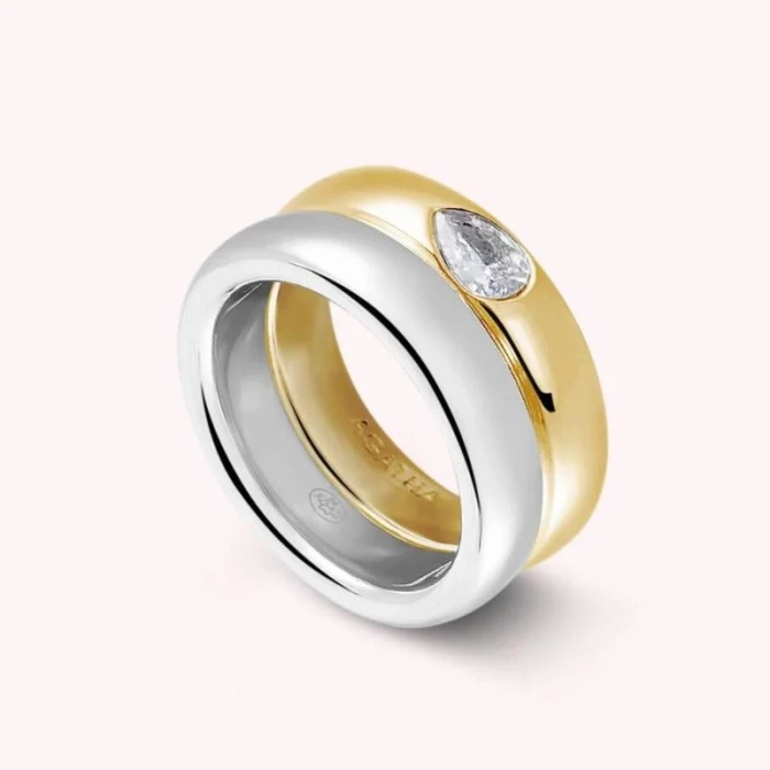 Anillo ancho DUA - Plata / Oro