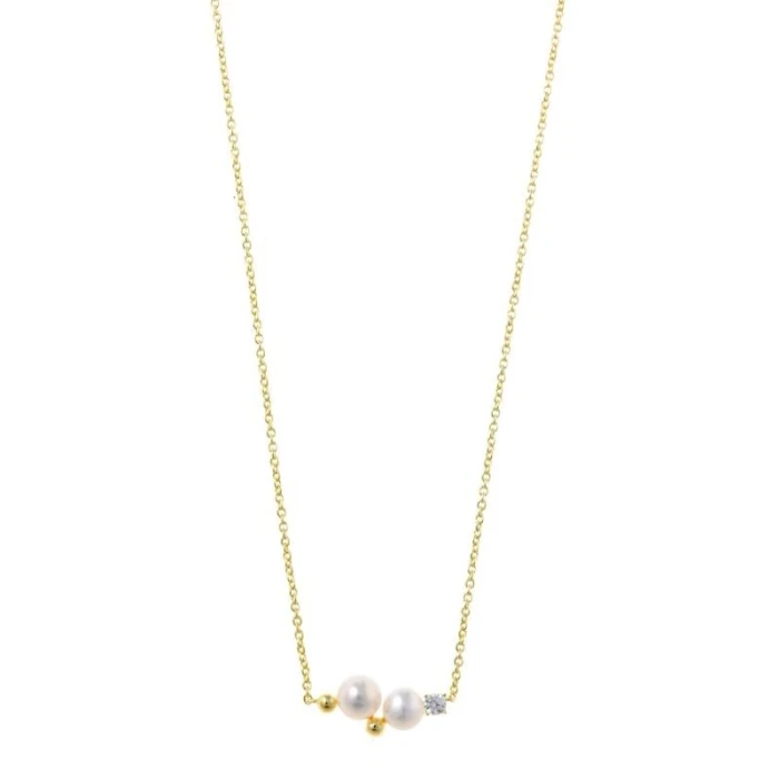 PLATA SALVATORE COLLAR DORADO DOS PERLAS