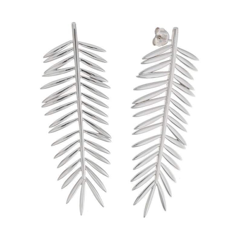 PENDIENTES PLATA RODIO HOJA CYCA / EARRING SILVER RHODIUM LEAF CYCA / 6 X 2