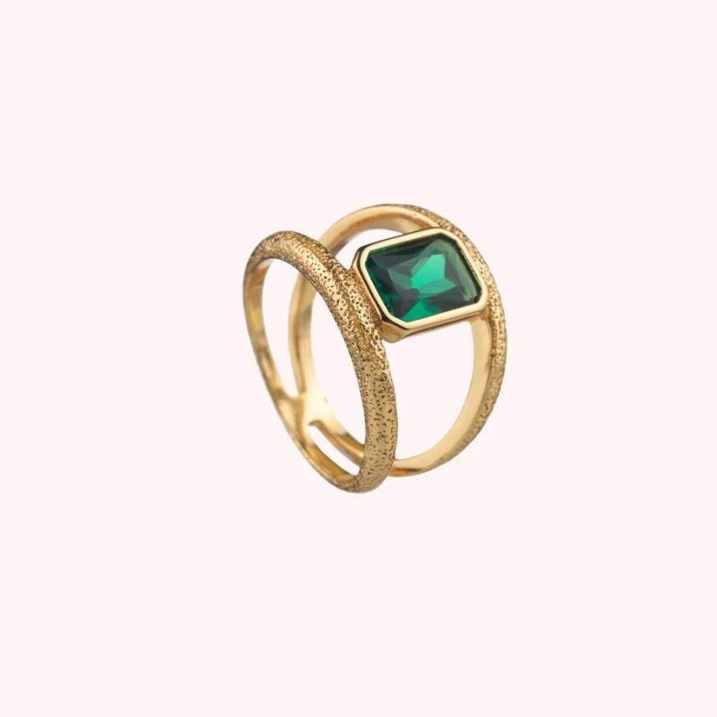 Anillo ancho CLEOPATR - Verde / Oro