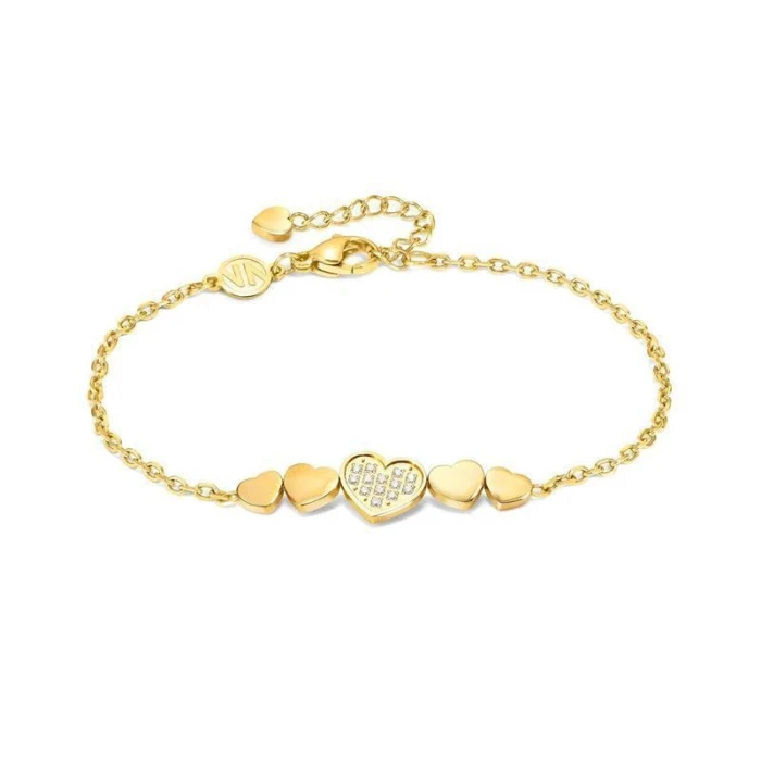 Pulsera Nomination Misstrendy Corazones Acero Inoxidable Baño Oro y Circonitas