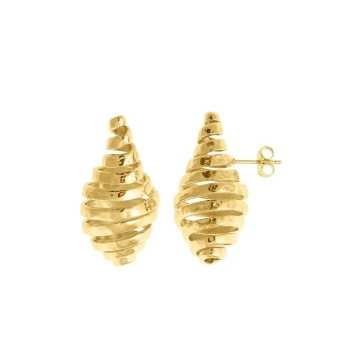 PENDIENTES METAL CHAPADO DORADO GOTA LINEAS