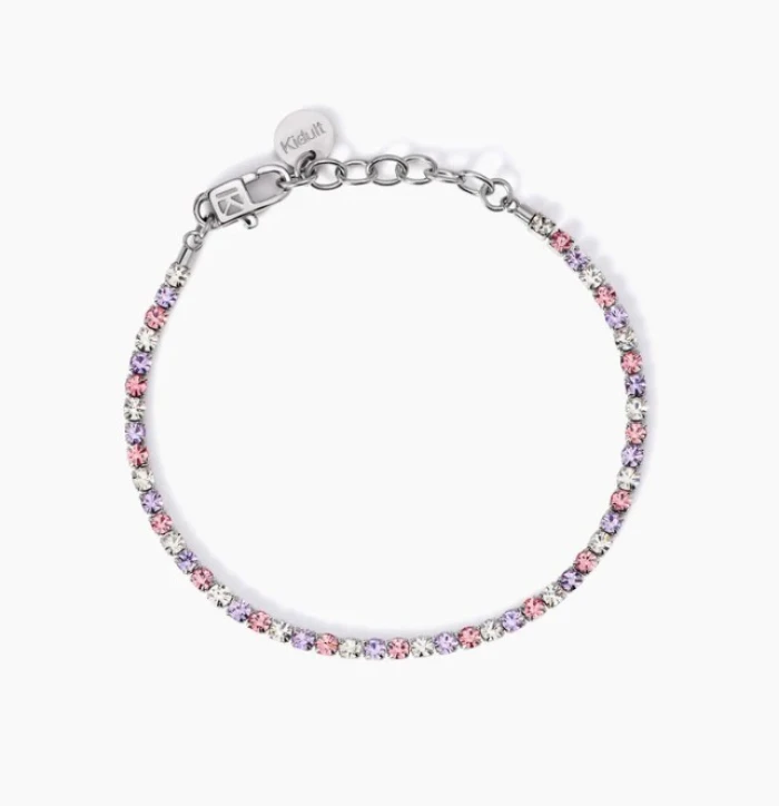 Pulsera de tenis con cristales blancos y rosas