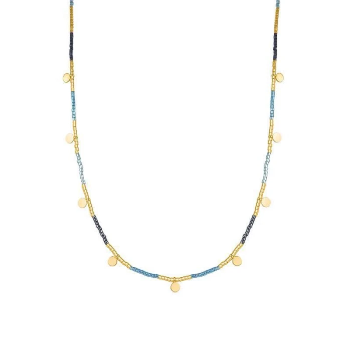 Collar Luxenter Mors Chapitas Baño Oro y Piedras Multicolor