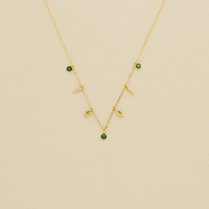 Collar corto LUCKY EYE - Verde / Dorado
