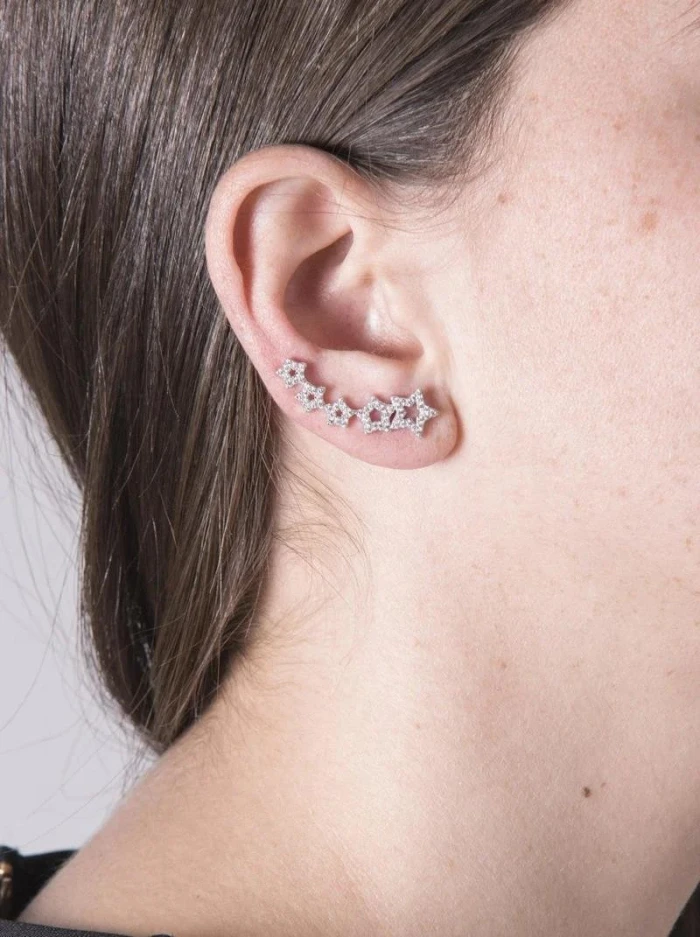 Pendientes trepadores diseño estrellas con circonitas