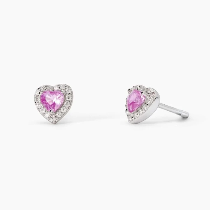 Pendientes de plata con turmalinas sintéticas talla corazónAMORÍO