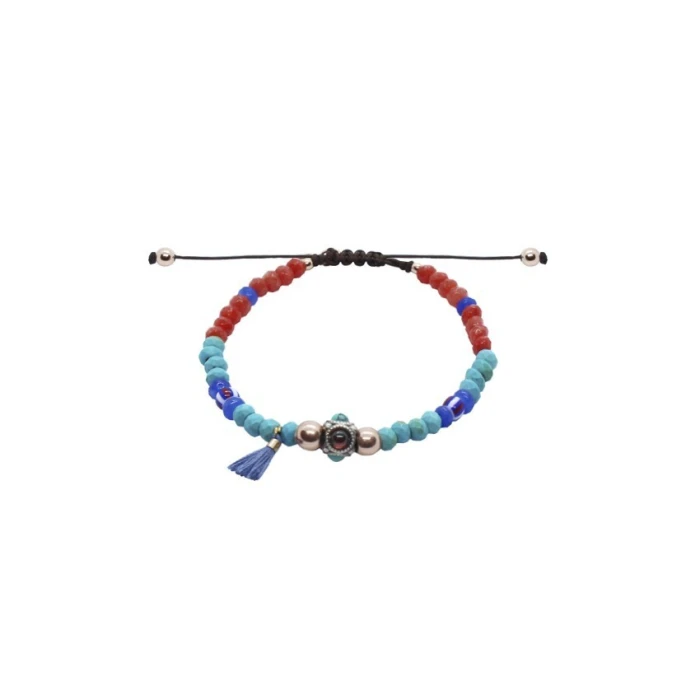 PULS PLT TURQUESA,GRANATE CIRCO CUENTAS CRISTAL Y NAILON