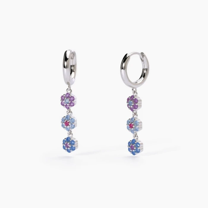Pendientes de plata con colgantes en forma de flor.FLOR FLOR