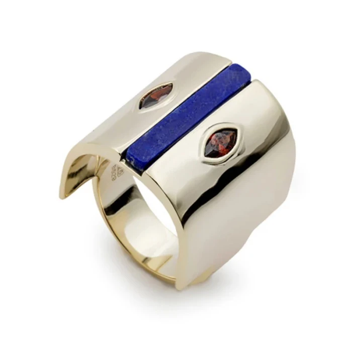ANILLO DISEÑO GEOMÉTRICO LAPISLAZULI