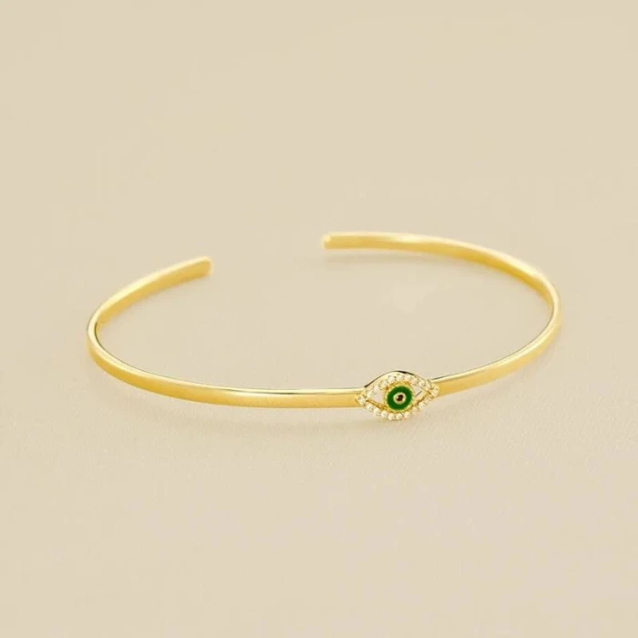 Pulsera rígida LUCKY EYE - Verde / Dorado