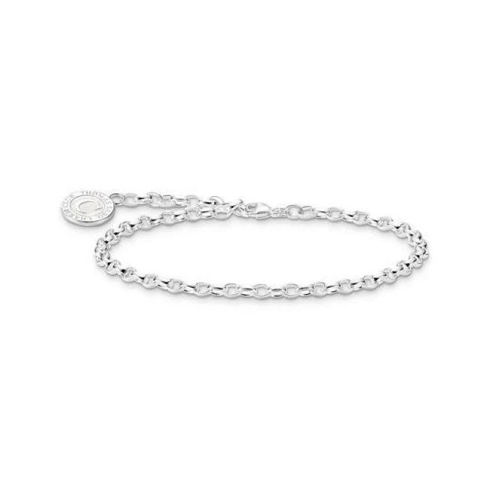 17CM PULSERA CHARM CON ESMALTE EN FRÍO BLANCO BRILLANTE PLATA